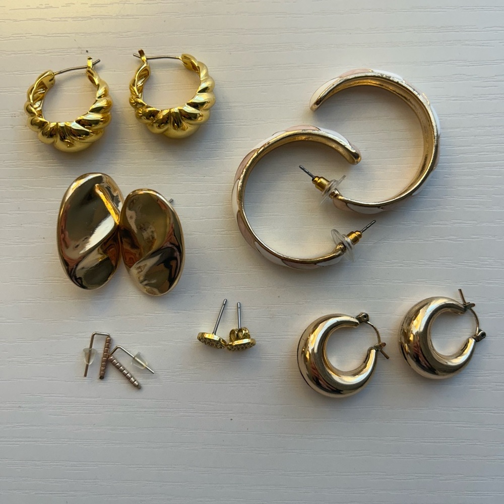 Elegant Gold and Silver Hoop Earrings Set